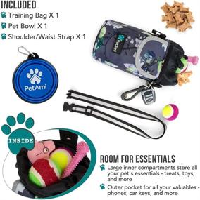 img 3 attached to 🐶 PetAmi Dog Treat Pouch: Versatile Training Bag with Large Front Pocket, Poop Bag Dispenser and Collapsible Bowl - Floral Grey