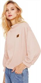 img 2 attached to Loose Beige Sweater Shirt With Long Sleeves And Patch Detailing For Women By MakeMeChic