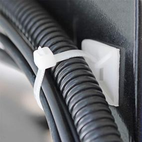 img 2 attached to Набор из 200 белых самоклеящихся держателей для кабельных стяжек 3/4" с 8" стяжками, винтами и наружными клейкими кабельными фиксаторами - держатели для организации и фиксации кабельных клипов