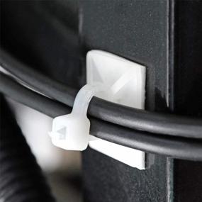 img 1 attached to Набор из 200 белых самоклеящихся держателей для кабельных стяжек 3/4" с 8" стяжками, винтами и наружными клейкими кабельными фиксаторами - держатели для организации и фиксации кабельных клипов