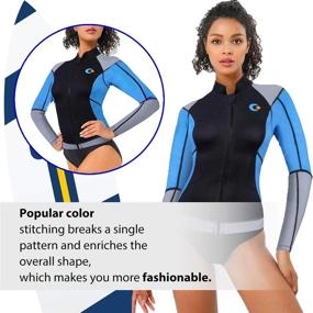 img 2 attached to 1.5Mm High-Necked Women'S Wetsuit Top With Front Zipper - Perfect For Swimming, Diving, Surfing, Boating, Kayaking, And Snorkeling