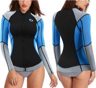 1.5mm high-necked women's wetsuit top with front zipper - perfect for swimming, diving, surfing, boating, kayaking, and snorkeling logo