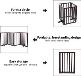 img 1 attached to 🐶 Mino Kesper Freestanding Dog Gates Folding for The House: Extra Wide Wooden Dog Gate for Doorways, Stairs, and more - H24''x L74'' (Brown)