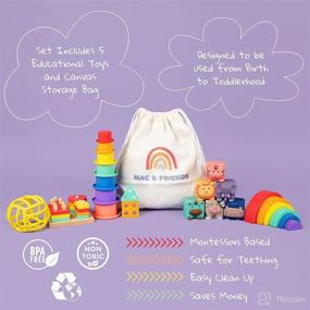 img 2 attached to Mac & Friends Montessori Toy Set - 5 Educational Early Learning Toys in 1 - Perfect Gift for Baby, New Sibling or Birthday - BPA Free & Safe for Teething - Build, Stack, and Sort: 36 PCS