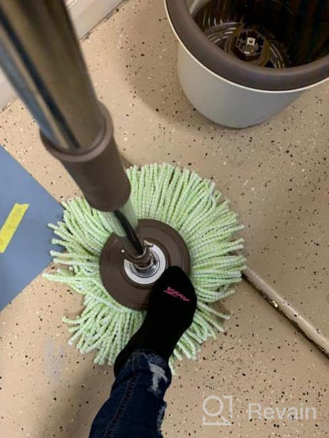 img 1 attached to Oshang Spin Mop And Bucket Floor Cleaning System With 2 Washable & Reusable Microfiber Mop Heads, 61-Inch Long Handle, Stainless Steel Spin Compartment. review by Robert Sample