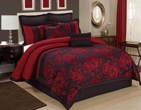 img 3 attached to 8 Piece Comforter Set Queen-Burgundy Jacquard Fabric Patchwork-Tang Bed In A Bag Queen Size- Soft Texture,Smooth,Good Drapability-1 Comforter,2 Shams,2 Euro Shams,2 Decorative Pillows,1 Bedskirt