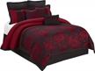 8 piece comforter set queen-burgundy jacquard fabric patchwork-tang bed in a bag queen size- soft texture,smooth,good drapability-1 comforter,2 shams,2 euro shams,2 decorative pillows,1 bedskirt logo