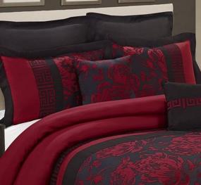 img 2 attached to 8 Piece Comforter Set Queen-Burgundy Jacquard Fabric Patchwork-Tang Bed In A Bag Queen Size- Soft Texture,Smooth,Good Drapability-1 Comforter,2 Shams,2 Euro Shams,2 Decorative Pillows,1 Bedskirt