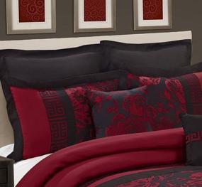 img 1 attached to 8 Piece Comforter Set Queen-Burgundy Jacquard Fabric Patchwork-Tang Bed In A Bag Queen Size- Soft Texture,Smooth,Good Drapability-1 Comforter,2 Shams,2 Euro Shams,2 Decorative Pillows,1 Bedskirt