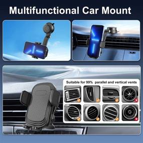 img 1 attached to 📱 Car Phone Holder Mount - Dashboard, Windshield, Air Vent - Compatible with iPhone 13 Pro Max, 12, 11, XR, XS, Samsung Galaxy A53, A13, Z Flip, 4, S22, S21