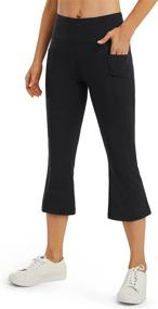 img 4 attached to Women'S High Waisted Bootcut Flare Yoga Pants With Pockets - G4Free Cross Capris