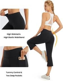 img 3 attached to Women'S High Waisted Bootcut Flare Yoga Pants With Pockets - G4Free Cross Capris