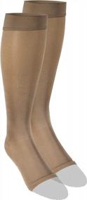 img 1 attached to Truform Knee-High Women'S Compression Stockings: Opaque, Beige, Open Toe, Medium Size - 15-20 MmHg Pressure