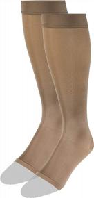img 2 attached to Truform Knee-High Women'S Compression Stockings: Opaque, Beige, Open Toe, Medium Size - 15-20 MmHg Pressure