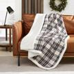 reversible sherpa fleece throw blanket by eddie bauer - edgewood khaki for all-season home decor and bedding logo