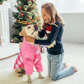 img 2 attached to Warm Plaid Stand Collar Dog Winter Sweater for Small Medium Puppy: Cozy Pink Fleece Outfit with Leash Hole