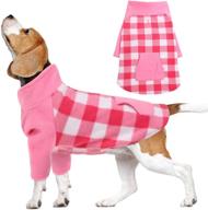 warm plaid stand collar dog winter sweater for small medium puppy: cozy pink fleece outfit with leash hole логотип