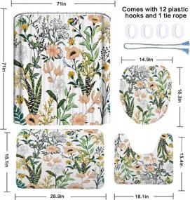 img 1 attached to MEGREZ 4PCS Waterproof Bathroom Shower Curtain Set With 12 Hooks, Non-Slip Rug, Toilet Cover Mat And Accessories - Bloom Flowers Design