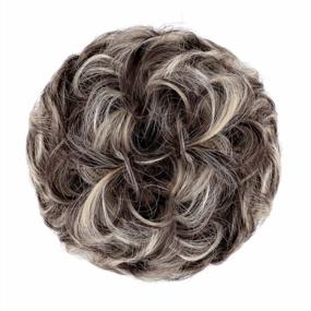 img 3 attached to Thick, Wavy, And Curly Messy Bun Hair Piece Scrunchie In Black, Brown Mix, And Bleach Blonde For Women, Ladies, And Girls - Perfect Updo Hair Extension For Chignons, Donut Bun, And Ponytail Styles