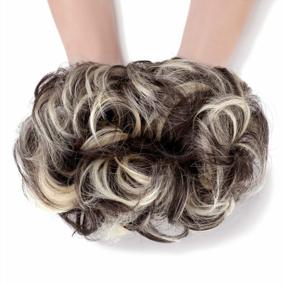 img 1 attached to Thick, Wavy, And Curly Messy Bun Hair Piece Scrunchie In Black, Brown Mix, And Bleach Blonde For Women, Ladies, And Girls - Perfect Updo Hair Extension For Chignons, Donut Bun, And Ponytail Styles