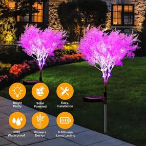 img 3 attached to Outdoor Solar Powered Flower Lights (4 Pack) In Pink Rime Design For Garden Decorations - Waterproof IP65, Dusk-To-Dawn Lights For Yard, Patio, And Landscape Lighting