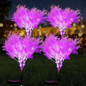img 4 attached to Outdoor Solar Powered Flower Lights (4 Pack) In Pink Rime Design For Garden Decorations - Waterproof IP65, Dusk-To-Dawn Lights For Yard, Patio, And Landscape Lighting
