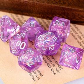 img 1 attached to 🎲 UDIXI Polyhedral DND Dice Set - 7die Dungeons and Dragons Dice for DND, MTG, Pathfinder, Board Games - Purple with Silver Numbers