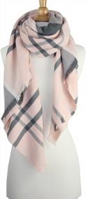 img 2 attached to Warm Up In Style With Achillea'S Long & Wide Giant Plaid Cashmere Feel Scarf