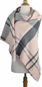 img 4 attached to Warm Up In Style With Achillea'S Long & Wide Giant Plaid Cashmere Feel Scarf