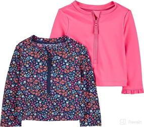 img 4 attached to Affordable and Adorable: Simple Joys by Carter's Rashguard Set for Toddlers and Baby Girls - 2-Pack