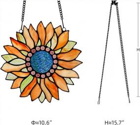 img 3 attached to Handmade Tiffany Glass Crafts: Large Sunflower Stained Glass Window Hanging Suncatcher - Perfect Gift For Family And Friends