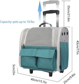 img 3 attached to 🎒 Convenient Backpack Pet Travel Carrier with Double Wheels - Fit for Maine Coon/Yorkie/Chihuahua, Cats/Dogs Roller Backpack, Up to 18 Pounds Pet Capacity