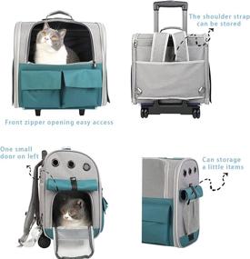 img 1 attached to 🎒 Convenient Backpack Pet Travel Carrier with Double Wheels - Fit for Maine Coon/Yorkie/Chihuahua, Cats/Dogs Roller Backpack, Up to 18 Pounds Pet Capacity