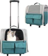 🎒 convenient backpack pet travel carrier with double wheels - fit for maine coon/yorkie/chihuahua, cats/dogs roller backpack, up to 18 pounds pet capacity logo