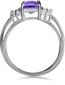 img 2 attached to 💍 8x6mm Octagon Natural African Amethyst and White Topaz Sterling Silver Engagement Ring by Silvershake 1.41ct.