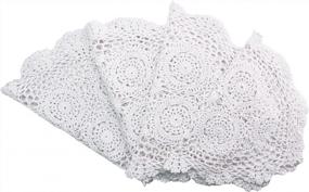 img 1 attached to 4-Pack Handmade Crochet Cotton Lace Placemats Doilies Coasters - 12 X 17 Inch Oval Shape, White