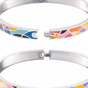 img 1 attached to Colorful Enameled Sterling Silver Charm Bangle Bracelet By BonNoces - Perfect Gift For Women And Girls