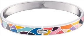 img 4 attached to Colorful Enameled Sterling Silver Charm Bangle Bracelet By BonNoces - Perfect Gift For Women And Girls