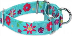img 3 attached to Dazzber Martingale Collar Floral Print Dog Collar No Pull Pet Collar, Heavy Duty Adjustable Dog Collar, Large, Neck 17 Inch To 25 Inch, Sun Flower (Teal)