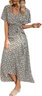 summer style: miessial women's v neck floral wrap maxi dress in black floral print logo