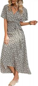 img 4 attached to Summer Style: Miessial Women'S V Neck Floral Wrap Maxi Dress In Black Floral Print