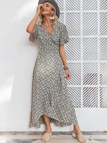 img 3 attached to Summer Style: Miessial Women'S V Neck Floral Wrap Maxi Dress In Black Floral Print