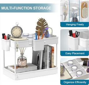img 2 attached to Maximize Your Storage Space: SOYO 2 Pack Under Sink Organizers For Kitchen And Bathroom - Versatile, Multi-Tier Shelf With Hanging Cups, Hooks, Dividers, And Countertop Caddy In White