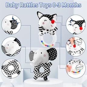 img 3 attached to 👶 FPVERA Baby Rattles 0-6 Months: Soft Rattles for Newborn Sensory Stimulation - High Contrast Black and White Baby Toys, Perfect Infant Shower Gift, 2PCS