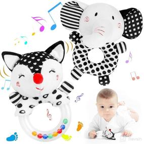 img 4 attached to 👶 FPVERA Baby Rattles 0-6 Months: Soft Rattles for Newborn Sensory Stimulation - High Contrast Black and White Baby Toys, Perfect Infant Shower Gift, 2PCS