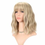colorful faelbaty short bob wig with loose waves and air bangs for women and girls - perfect for cosplay and costume wearing логотип