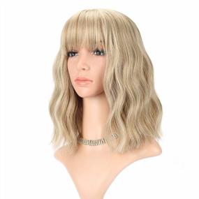 img 4 attached to Colorful FAELBATY Short Bob Wig With Loose Waves And Air Bangs For Women And Girls - Perfect For Cosplay And Costume Wearing