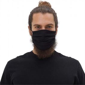 img 2 attached to Черная маска для лица из ткани премиум-класса Simlu, 6 шт., многоразовая, дышащая, двухслойная из хлопка, сделано в США, универсальная, подходит для всех (OS)