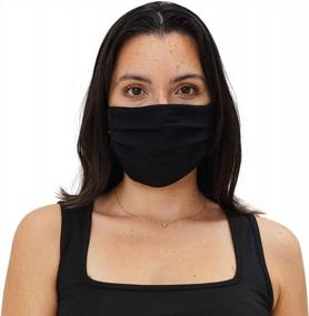 img 3 attached to Черная маска для лица из ткани премиум-класса Simlu, 6 шт., многоразовая, дышащая, двухслойная из хлопка, сделано в США, универсальная, подходит для всех (OS)