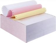 carbonless continuous forms computer paper, firstzi 9-1/2 x 11 inches, printable ncr copy paper for dot matrix printer, 3-ply 333 sets in white, pink, and yellow logo